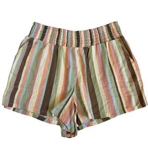 TORRID Women's 1X Striped Elastic Waist Pockets 4" Shorts Plus Size Lightweight